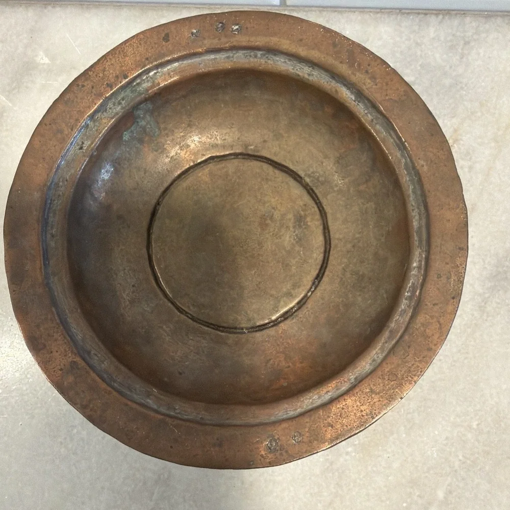 Vintage Hand Hammered Copper Bowl Heavy